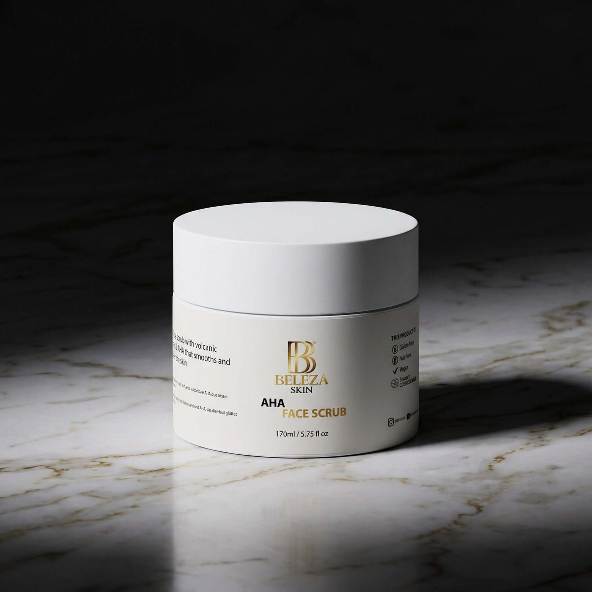 Esfoliante vulcânico cremoso com kaolin e extratos de frutos vermelhos para rosto e corpo