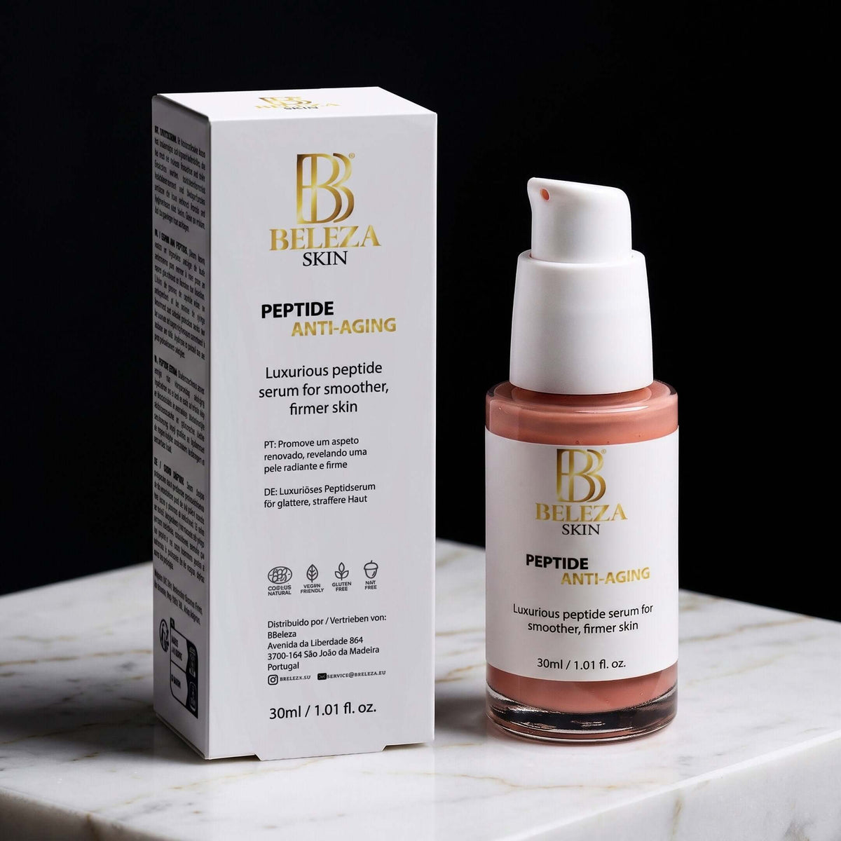 Sérum de peptídeos anti-idade com hexapeptídeo-11 e ácido hialurónico