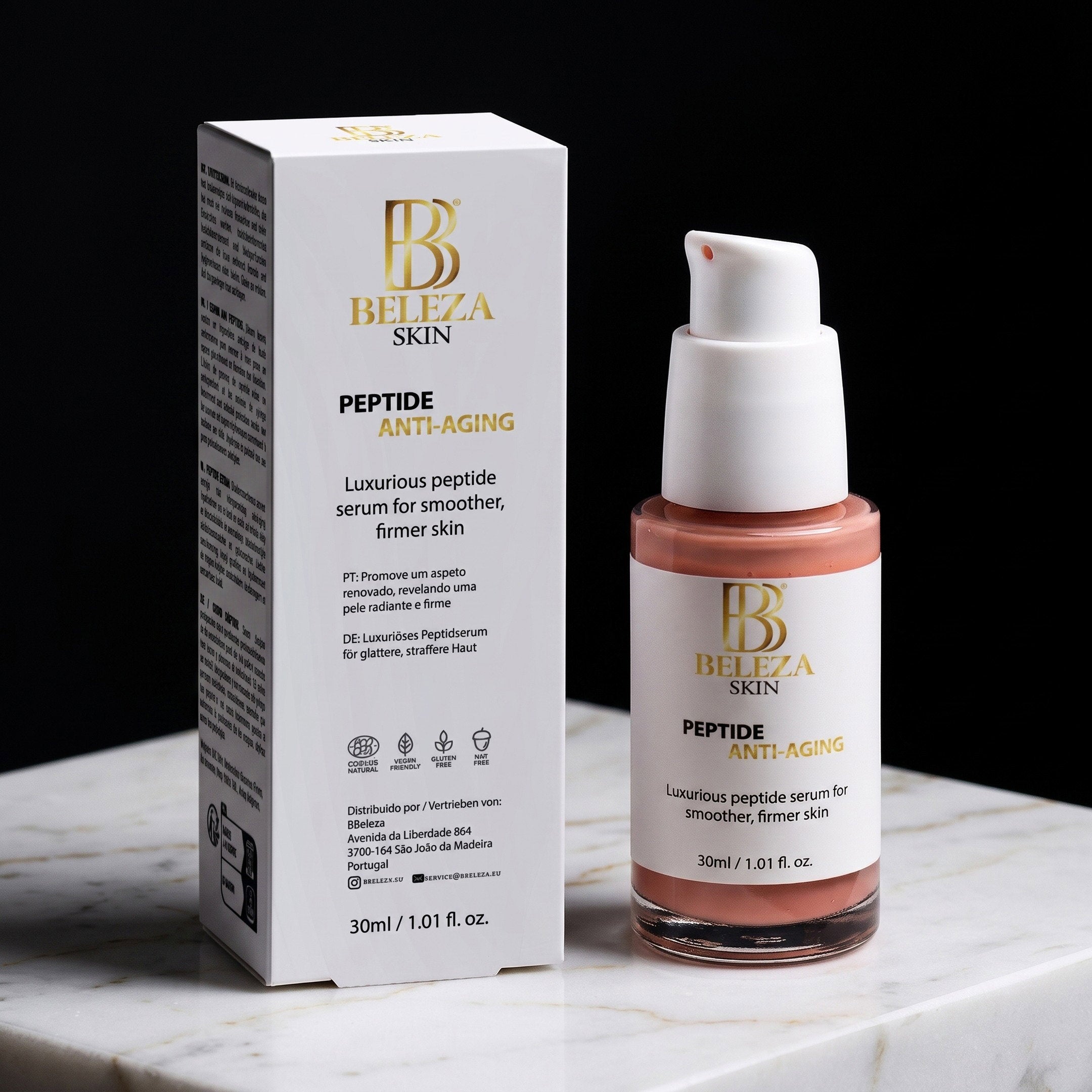 Sérum de peptídeos anti-idade com hexapeptídeo-11 e ácido hialurónico